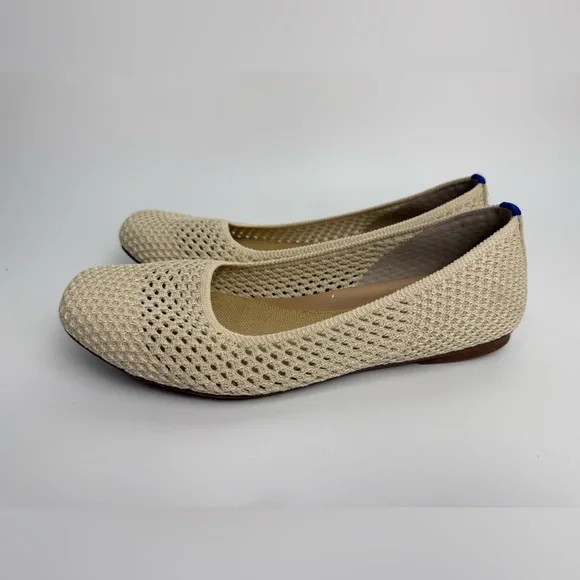 Rothy’s “The Max Square” Flat Size 8 In Conch Ivory Basketweave NWOT - Picture 3 of 9